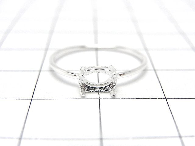 [Video]Silver925 Ring Frame (Prong Setting) Horizontal Oval Faceted 6x4mm No. 11 No coating 1pc