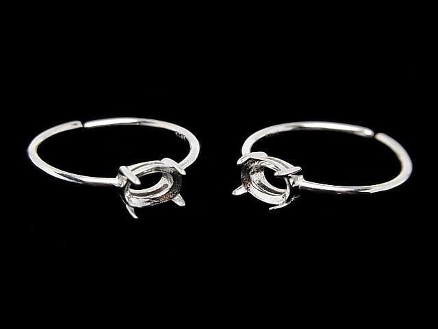[Video] Silver925 Ring Frame (Prong Setting) Horizontal Oval Faceted 6x4mm No Coating Free Size 1pc