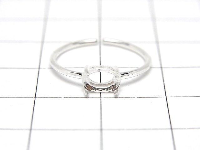 [Video] Silver925 Ring Frame (Prong Setting) Horizontal Oval Faceted 6x4mm No Coating Free Size 1pc