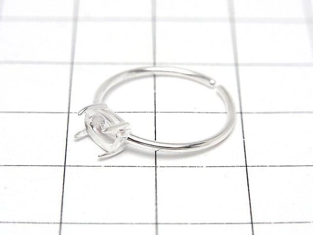 [Video] Silver925 Ring Frame (Prong Setting) Horizontal Oval Faceted 6x4mm No Coating Free Size 1pc