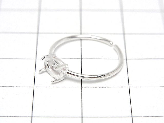 [Video]Silver925 Ring Frame (Prong Setting) Horizontal Oval Faceted 6x4mm No coating Free size 1pc