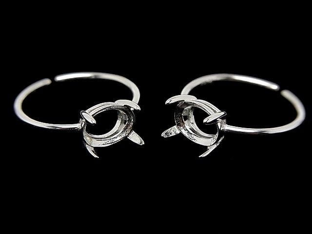 [Video] Silver925 Ring Frame (Prong Setting) Horizontal Oval Faceted 8x6mm No Coating Free Size 1pc
