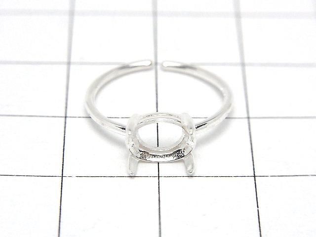 [Video] Silver925 Ring Frame (Prong Setting) Horizontal Oval Faceted 8x6mm No Coating Free Size 1pc