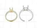[Video] Silver 925 Ring Frame (Prong Setting) Horizontal Oval Faceted 8x6mm No Coating Free Size 1pc
