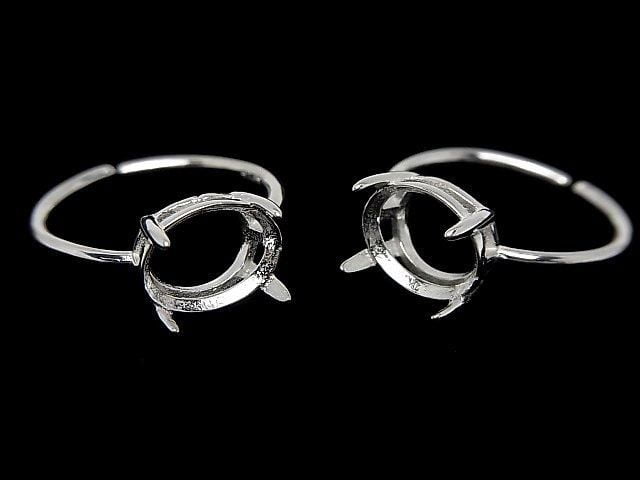 [Video] Silver925 Ring Frame (Prong Setting) Horizontal Oval Faceted 10x8mm No Coating One Size Fits All 1pc