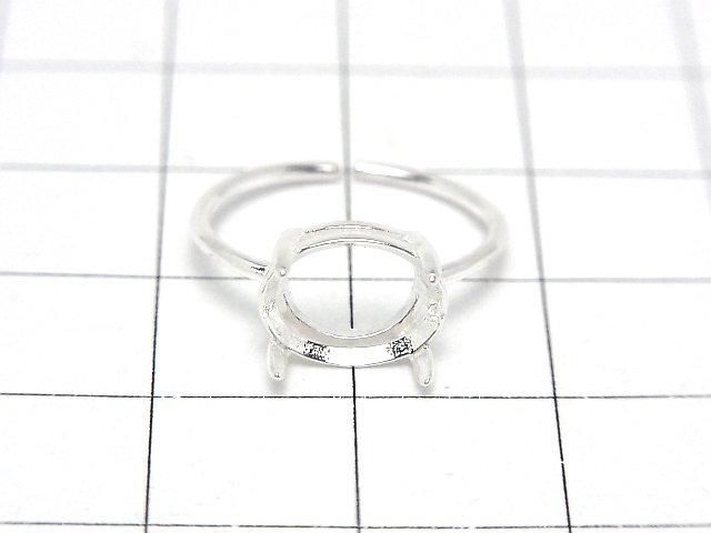 [Video] Silver925 Ring Frame (Prong Setting) Horizontal Oval Faceted 10x8mm No Coating One Size Fits All 1pc