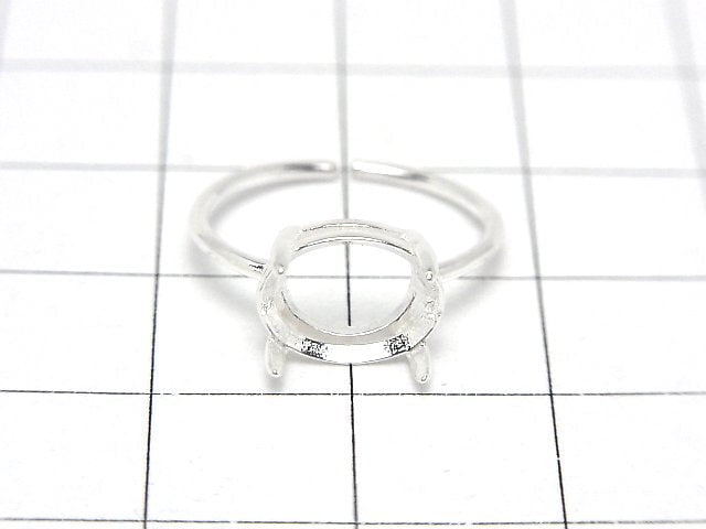 [Video]Silver925 Ring Frame (Prong Setting) Horizontal Oval Faceted 10x8mm No coating Free size 1pc