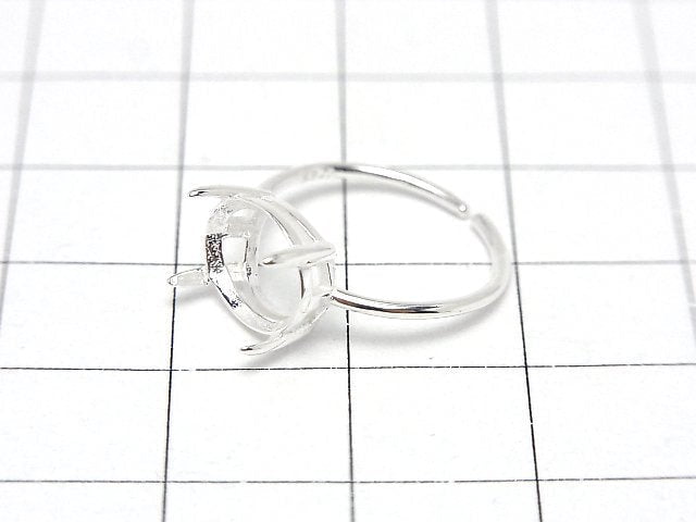 [Video]Silver925 Ring Frame (Prong Setting) Horizontal Oval Faceted 10x8mm No coating Free size 1pc