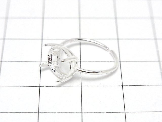 [Video] Silver925 Ring Frame (Prong Setting) Horizontal Oval Faceted 10x8mm No Coating One Size Fits All 1pc