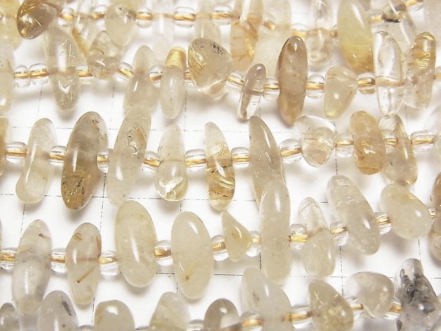 [Video]Rutilated Quartz AA Nugget Top Side Drilled Hole 1strand beads (aprx.15inch/36cm)