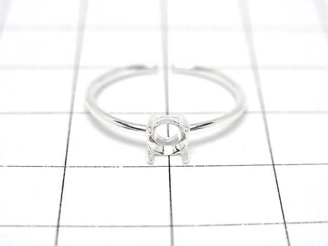 [Video] Silver925 Ring Frame (Prong Setting) Round Faceted 4mm No Coating Free Size 1pc