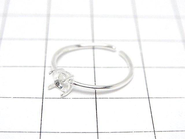 [Video] Silver925 Ring Frame (Prong Setting) Round Faceted 4mm No Coating Free Size 1pc