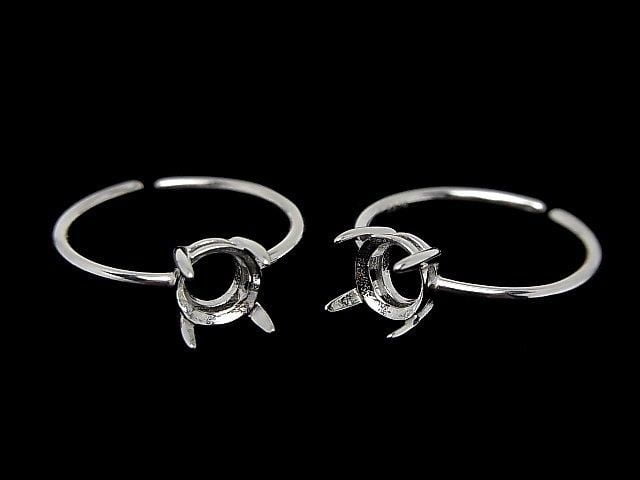 [Video] Silver925 Ring Frame (Prong Setting) Round Faceted 6mm No Coating Free Size 1pc