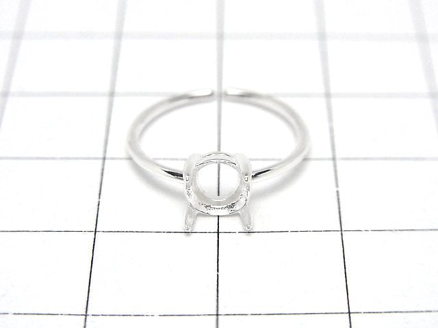 [Video]Silver925 Ring Frame (Prong Setting) Round Faceted 6mm No coating Free size 1pc