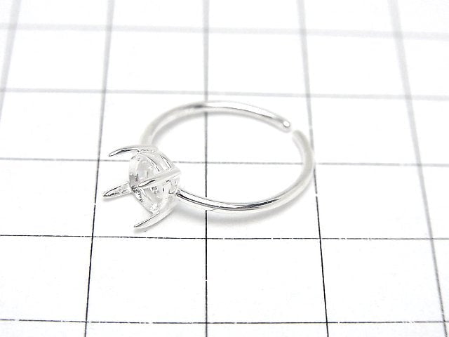 [Video]Silver925 Ring Frame (Prong Setting) Round Faceted 6mm No coating Free size 1pc