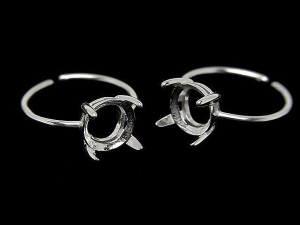 [Video]Silver925 Ring Frame (Prong Setting) Round Faceted 8mm No coating Free size 1pc