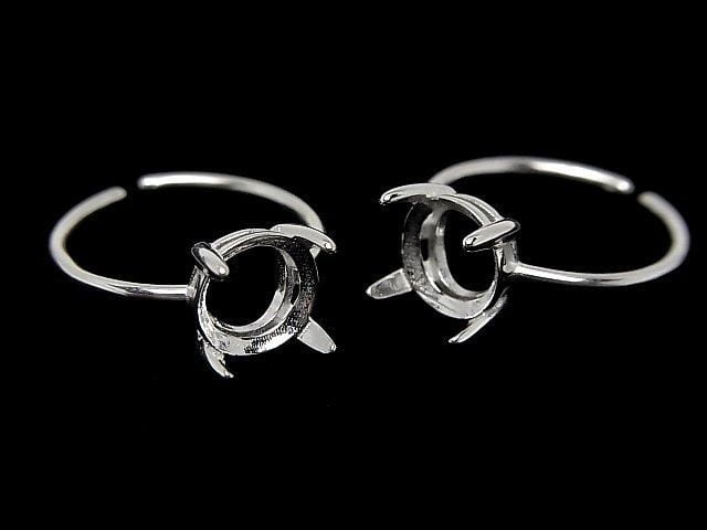 [Video] Silver925 Ring Frame (Prong Setting) Round Faceted 8mm No Coating Free Size 1pc