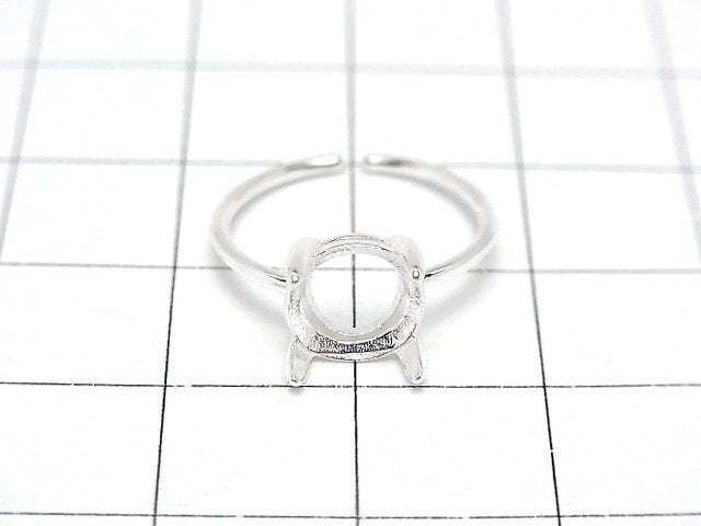 [Video]Silver925 Ring Frame (Prong Setting) Round Faceted 8mm No coating Free size 1pc