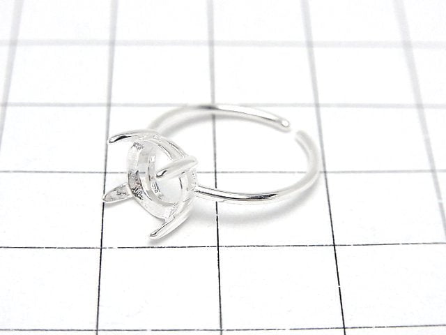 [Video]Silver925 Ring Frame (Prong Setting) Round Faceted 8mm No coating Free size 1pc