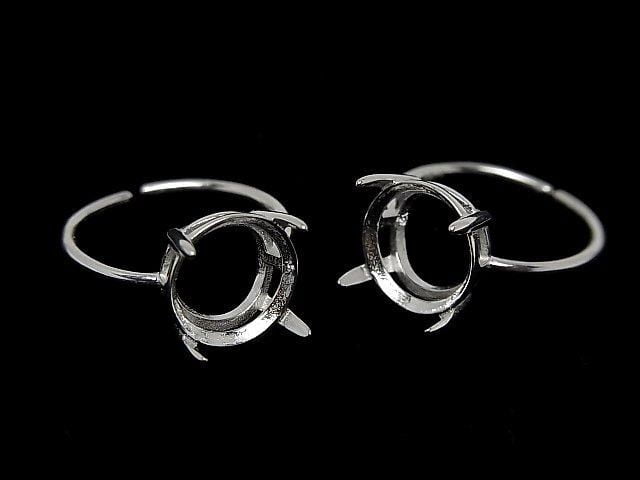 [Video] Silver925 Ring Frame (Prong Setting) Round Faceted 10mm No Coating Free Size 1pc