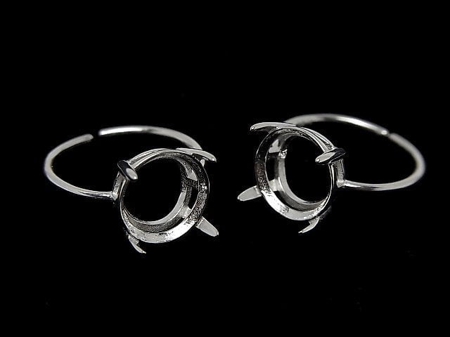 [Video]Silver925 Ring Frame (Prong Setting) Round Faceted 10mm No coating Free size 1pc