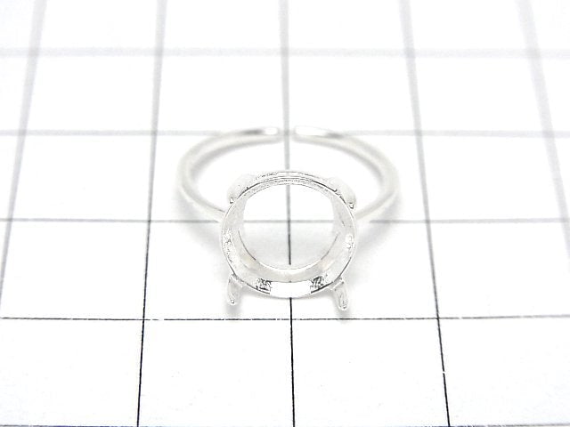 [Video]Silver925 Ring Frame (Prong Setting) Round Faceted 10mm No coating Free size 1pc