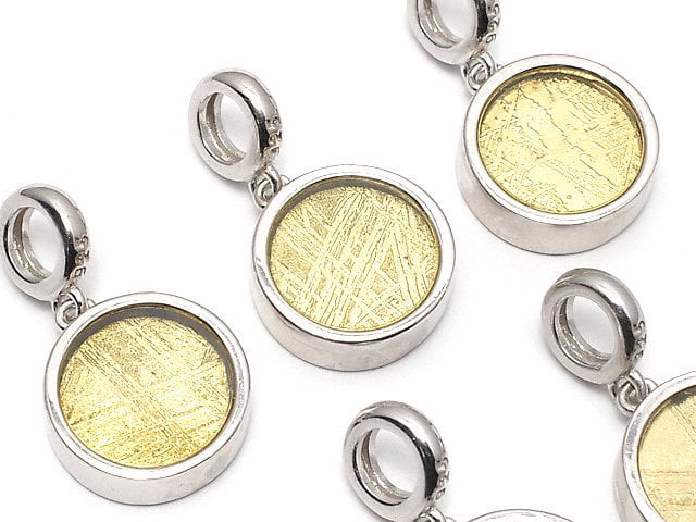 [Video] Meteorite (Muonionalusta) Coin Pendant 12mm Yellow Gold Silver925