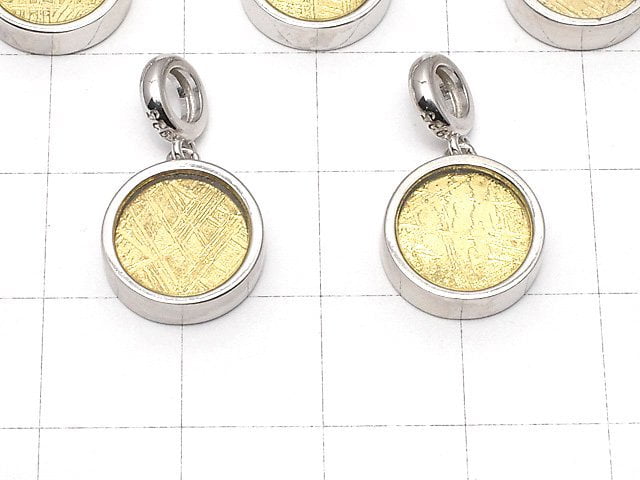 [Video] Meteorite (Muonionalusta) Coin Pendant 12mm Yellow Gold Silver925