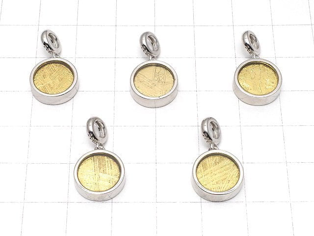 [Video] Meteorite (Muonionalusta) Coin Pendant 12mm Yellow Gold Silver925