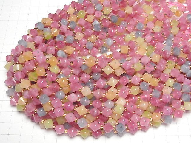 [Video]High Quality! Multicolor Jade Abacus Cut 8x8x8mm 1strand beads (aprx.14inch/35cm)