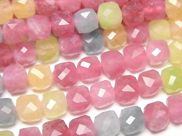 [Video]High Quality! Multicolor Jade Cube Shape 7x7x7mm 1strand beads (aprx.14inch/35cm)