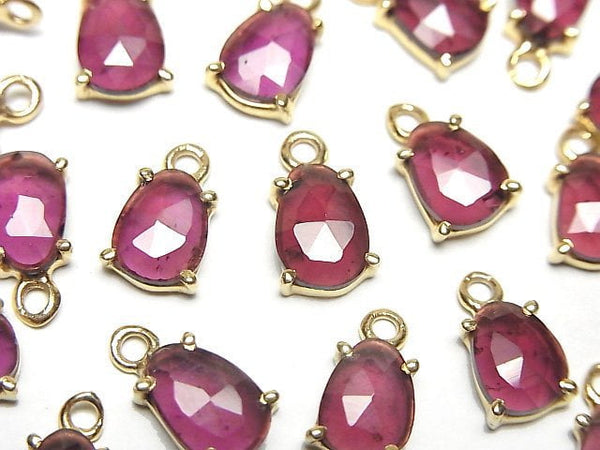 [Video]High Quality Rhodolite Garnet AAA- Bezel Setting Freeform Rose Cut 18KGP 2pcs