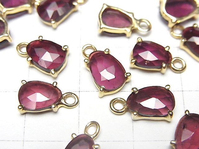 [Video]High Quality Rhodolite Garnet AAA- Bezel Setting Freeform Rose Cut 18KGP 2pcs