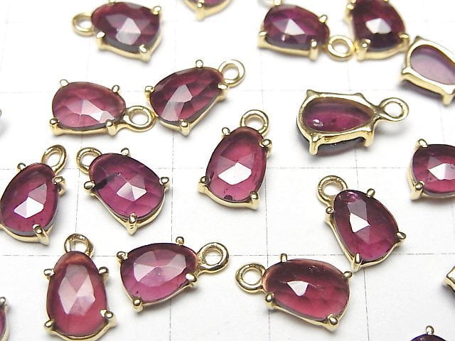 [Video]High Quality Rhodolite Garnet AAA- Bezel Setting Freeform Rose Cut 18KGP 2pcs