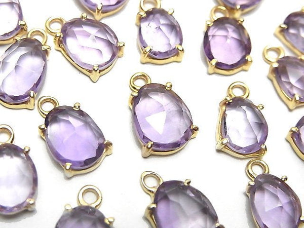 [Video]High Quality Amethyst AAA- Bezel Setting Freeform Rose Cut 18KGP 2pcs