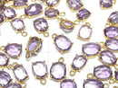 [Video]High Quality Amethyst AAA- Bezel Setting Freeform Rose Cut 18KGP 2pcs