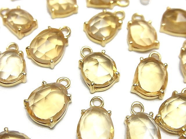 [Video]High Quality Citrine AAA Bezel Setting Freeform Rose Cut 18KGP 2pcs