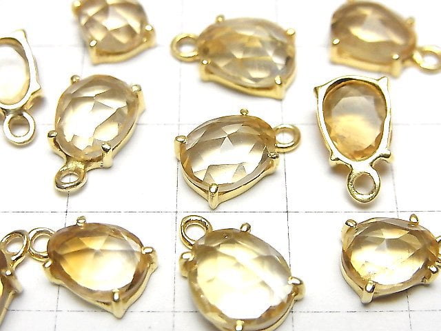 [Video]High Quality Citrine AAA Bezel Setting Freeform Rose Cut 18KGP 2pcs