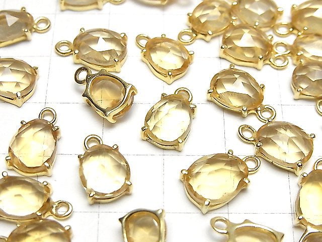 [Video]High Quality Citrine AAA Bezel Setting Freeform Rose Cut 18KGP 2pcs