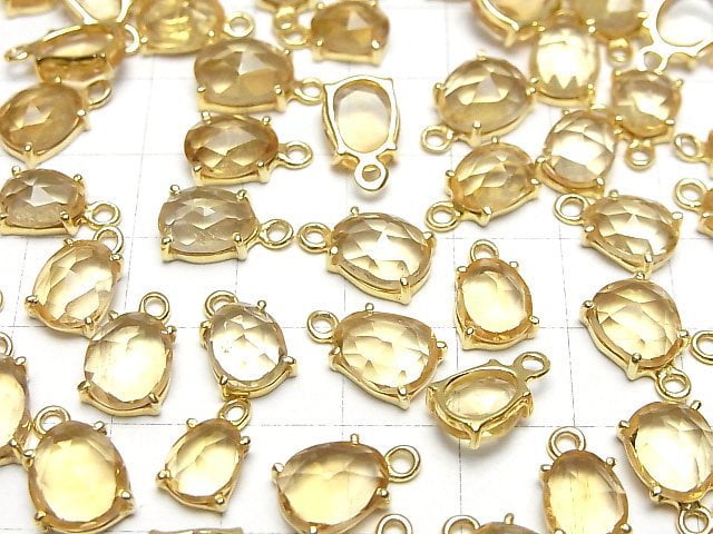 [Video]High Quality Citrine AAA Bezel Setting Freeform Rose Cut 18KGP 2pcs