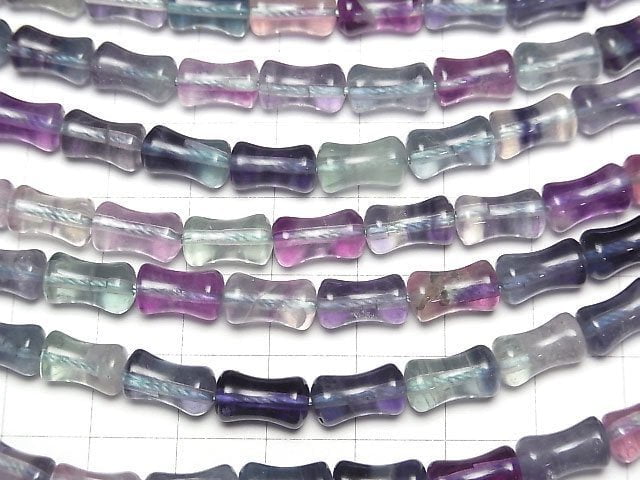 [Video] Multicolor Fluorite AAA- Bamboo 10x6x6mm 1strand beads (aprx.15inch/37cm)