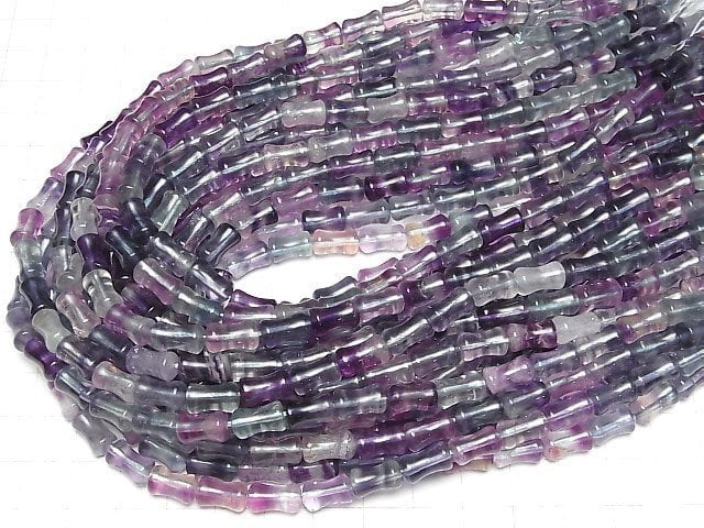 [Video] Multicolor Fluorite AAA- Bamboo 10x6x6mm 1strand beads (aprx.15inch/37cm)