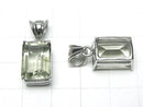 [Video]High Quality Green Amethyst AAA Rectangle Faceted Pendant 14x10mm Silver925 1pc