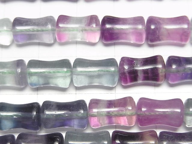 [Video] Multicolor Fluorite AAA- Bamboo 12x8x8mm 1strand beads (aprx.15inch/36cm)