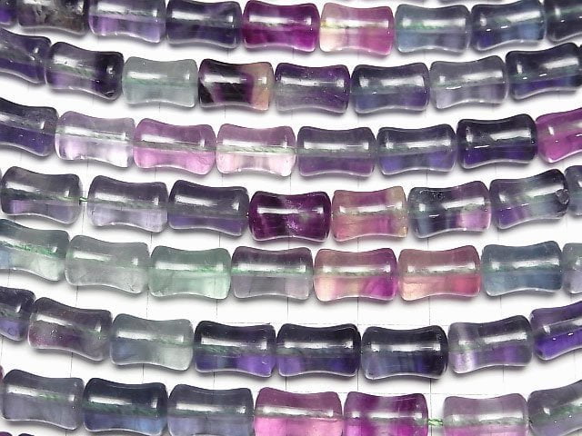 [Video] Multicolor Fluorite AAA- Bamboo 12x8x8mm 1strand beads (aprx.15inch/36cm)