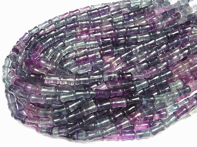 [Video] Multicolor Fluorite AAA- Bamboo 12x8x8mm 1strand beads (aprx.15inch/36cm)