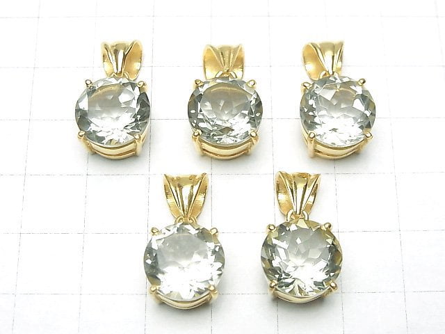 [Video]High Quality Green Amethyst AAA Round Faceted Pendant 12x12mm 18KGP 1pc