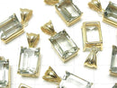 [Video]High Quality Green Amethyst AAA Rectangle Faceted Pendant 14x10mm 18KGP 1pc