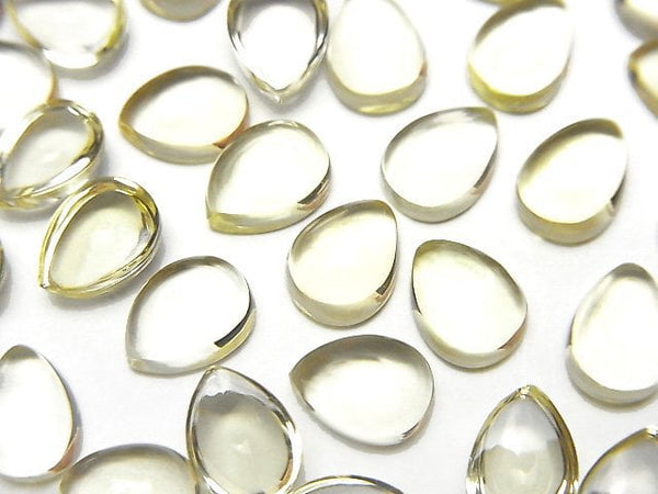 [Video]High Quality Lemon Quartz AAA Pear shape Cabochon 8x6mm 5pcs