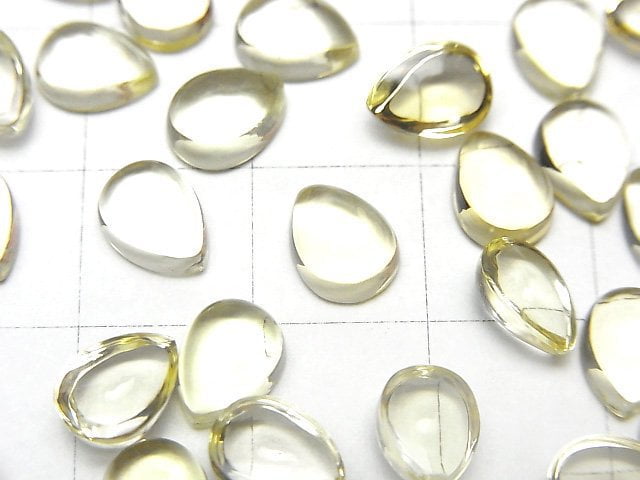 [Video]High Quality Lemon Quartz AAA Pear shape Cabochon 8x6mm 5pcs